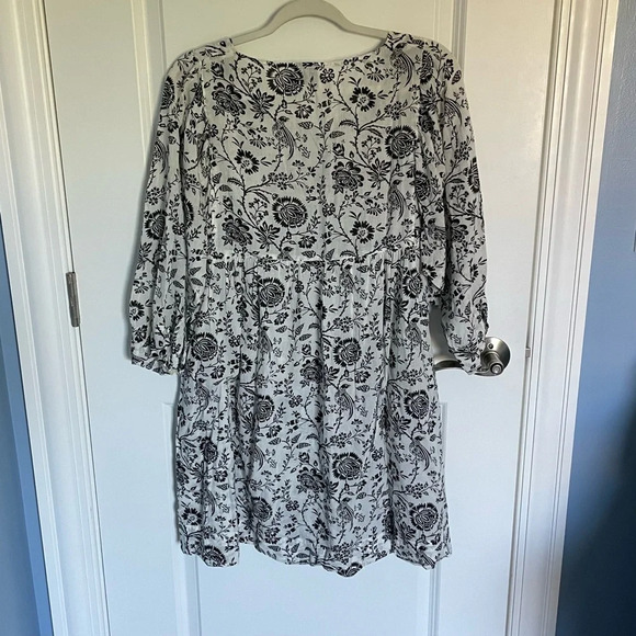 Masai Black Cream Bird Floral Print Mini Dress 29418 - Picture 9 of 16